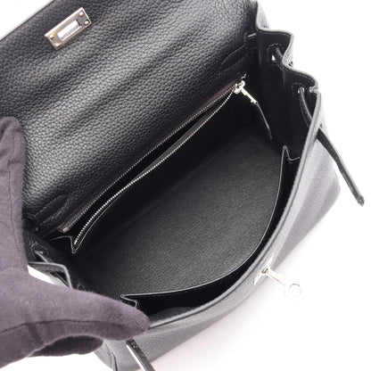 ケリー25 内縫い 2WAY ハンドバッグ トゴ ブラック シルバー金具 K刻印 エルメス バッグ HERMES