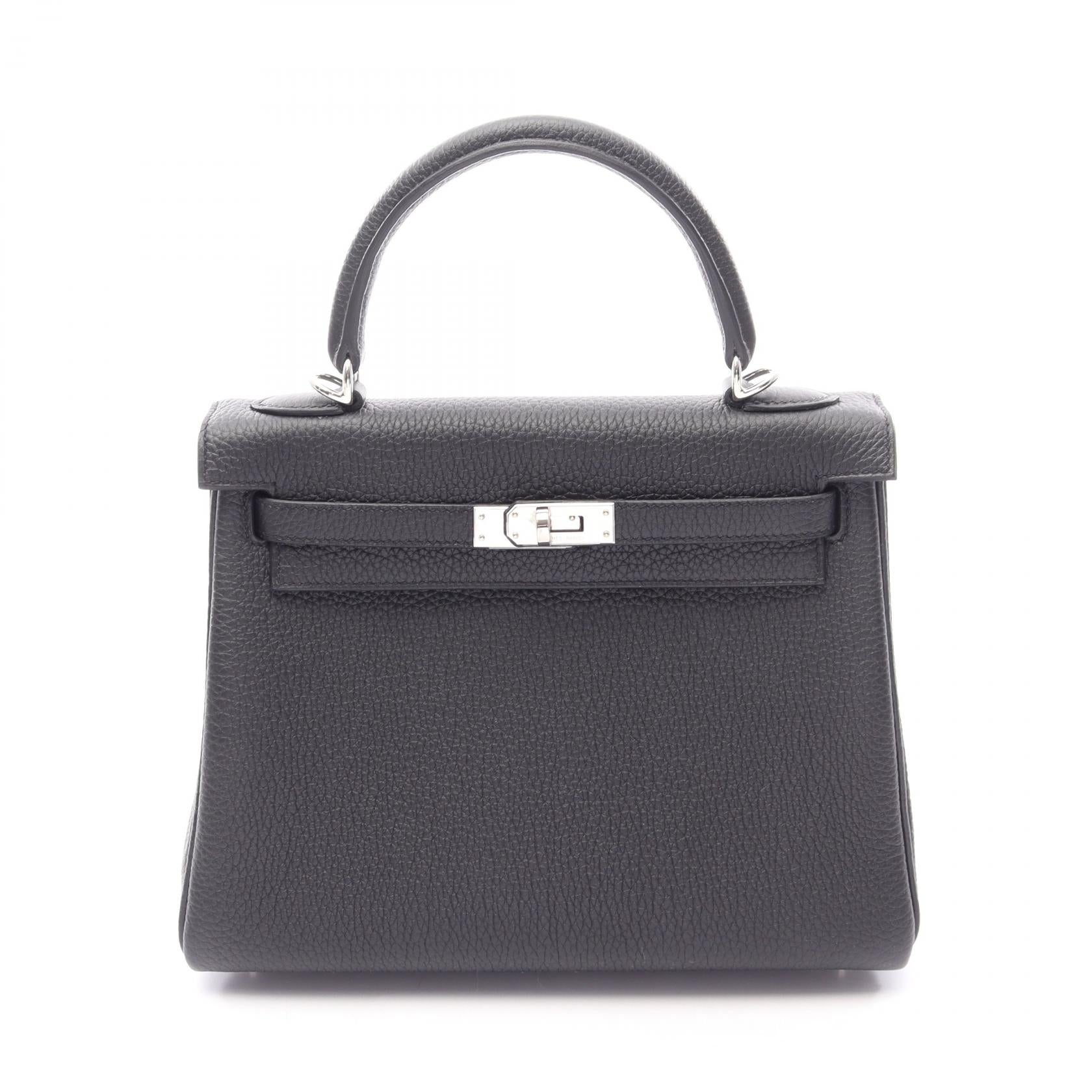ケリー25 内縫い 2WAY ハンドバッグ トゴ ブラック シルバー金具 K刻印 エルメス バッグ HERMES