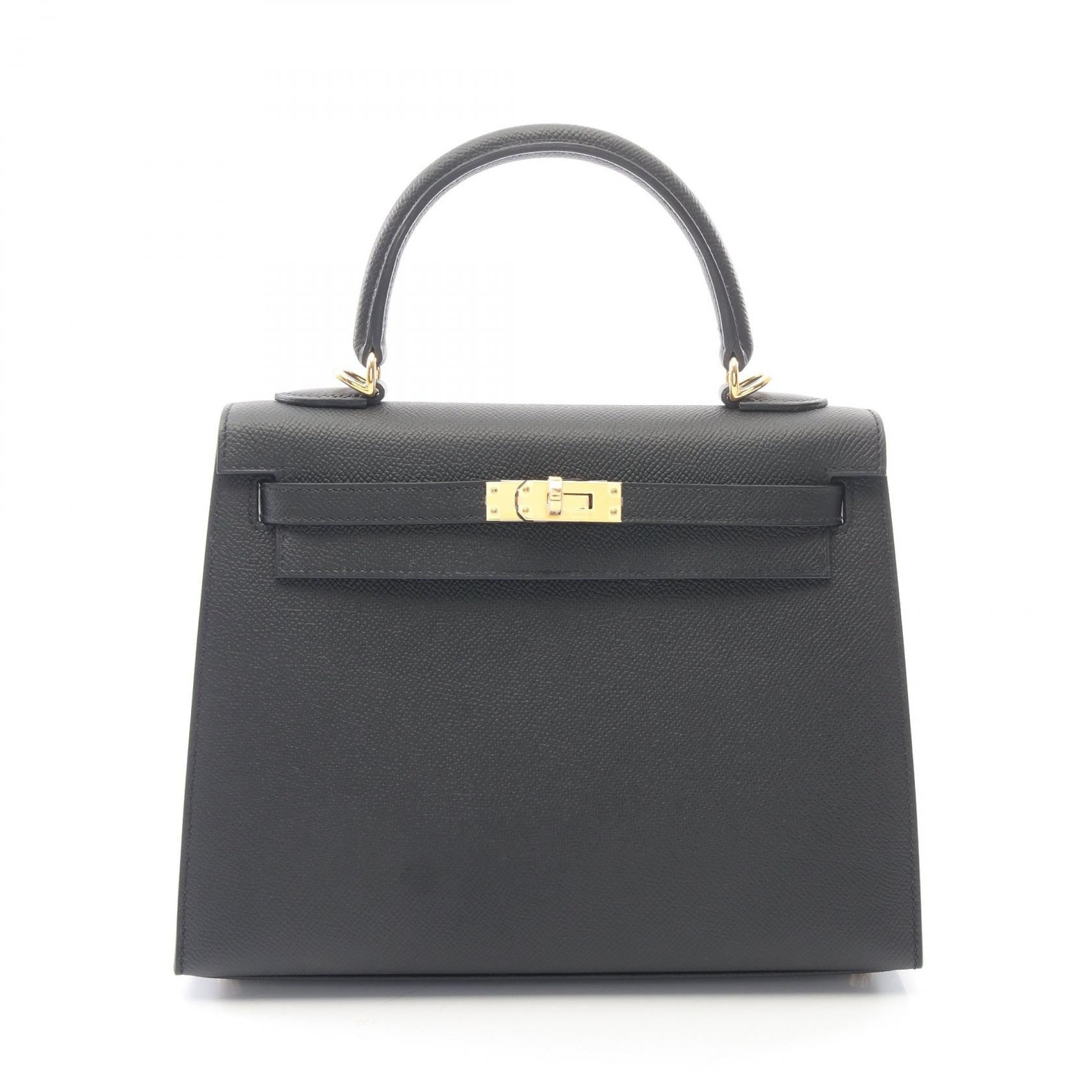 ケリー25 外縫い 2WAY ハンドバッグ ヴォーエプソン ブラック ゴールド金具 G刻印 エルメス バッグ HERMES