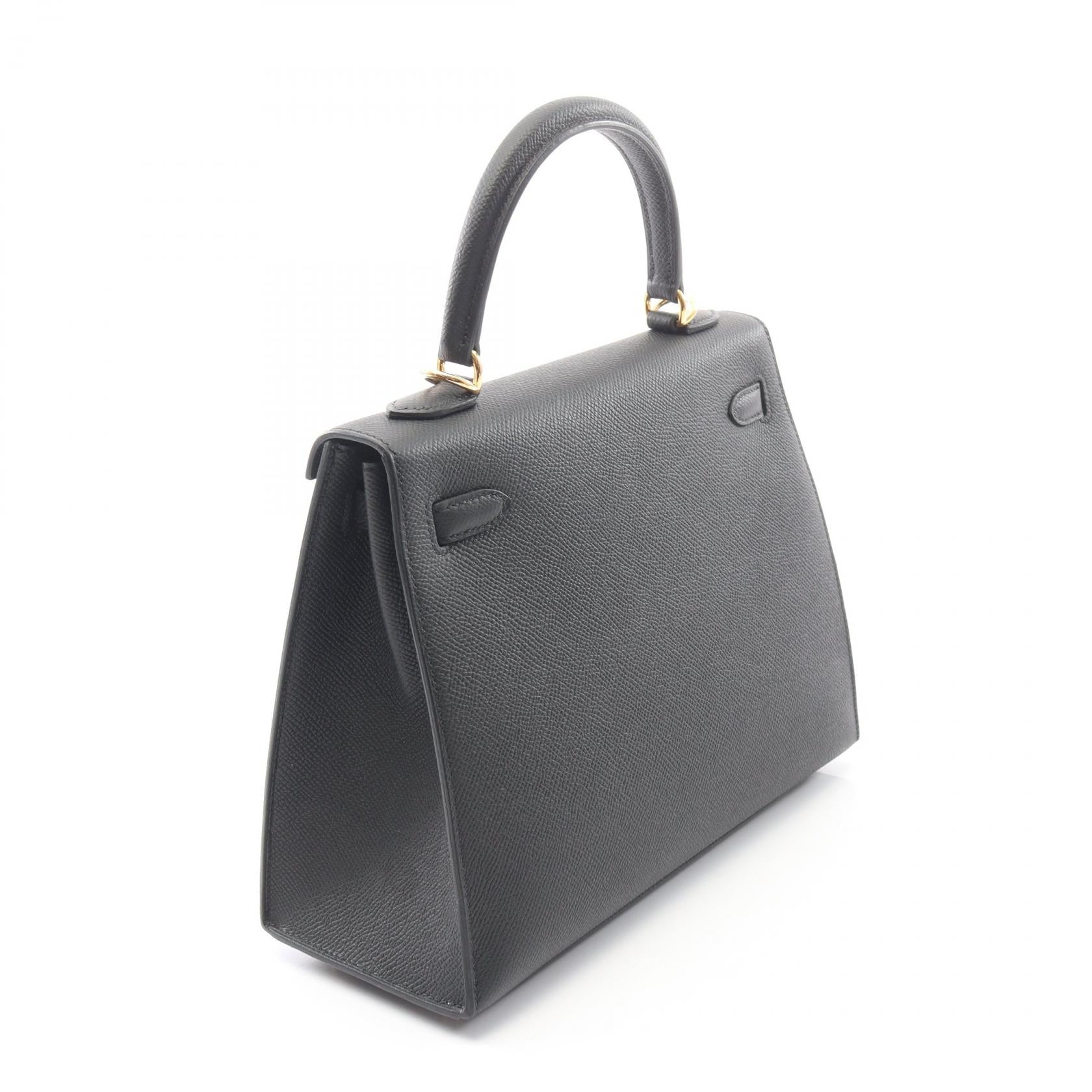 ケリー25 外縫い 2WAY ハンドバッグ ヴォーエプソン ブラック ゴールド金具 G刻印 エルメス バッグ HERMES