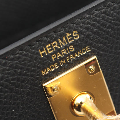 ケリー25 外縫い 2WAY ハンドバッグ ヴォーエプソン ブラック ゴールド金具 G刻印 エルメス バッグ HERMES