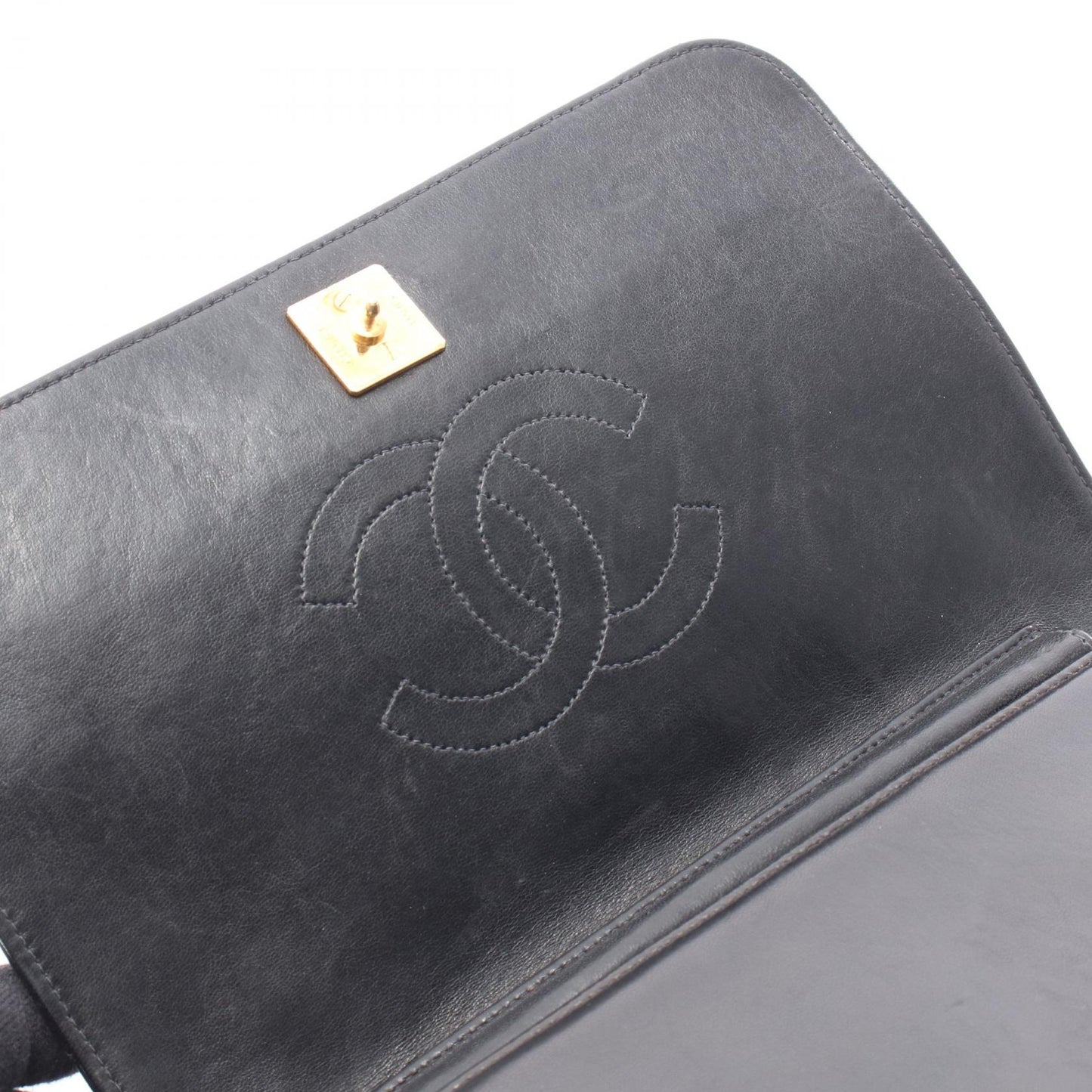 マトラッセ フルフラップ チェーンショルダーバッグ ラムスキン ブラック ゴールド金具 シャネル バッグ CHANEL