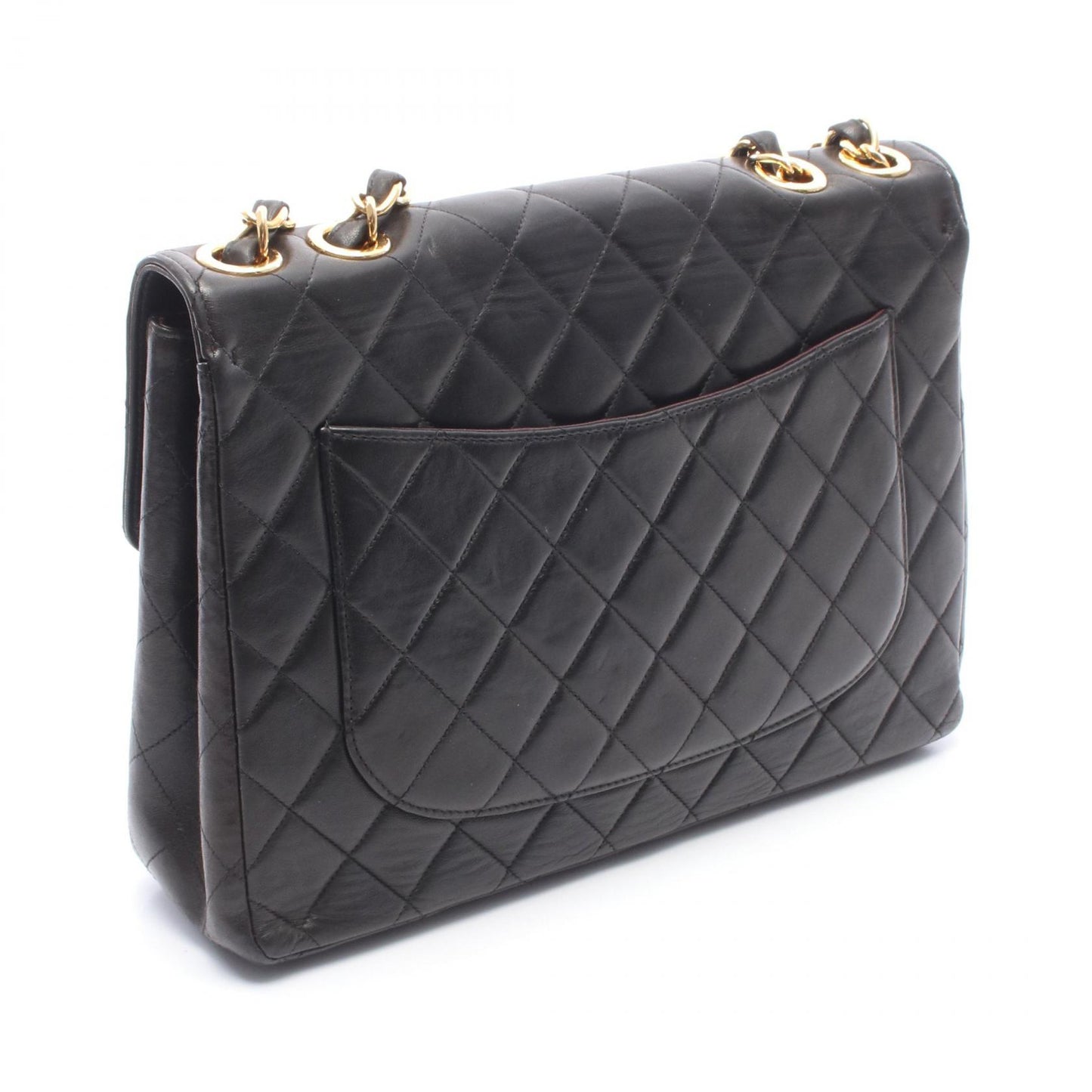 デカマトラッセ 30 シングルフラップ Wチェーンショルダーバッグ ラムスキン ブラック ゴールド金具 シャネル バッグ CHANEL