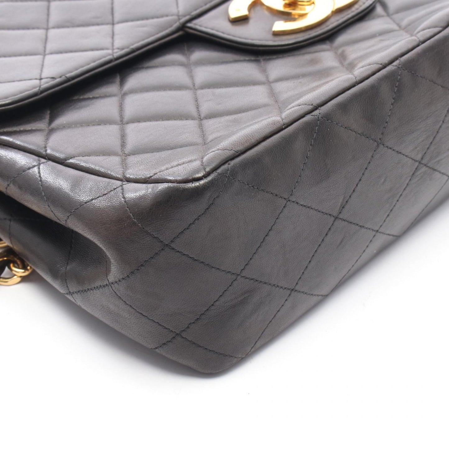 デカマトラッセ 30 シングルフラップ Wチェーンショルダーバッグ ラムスキン ブラック ゴールド金具 シャネル バッグ CHANEL