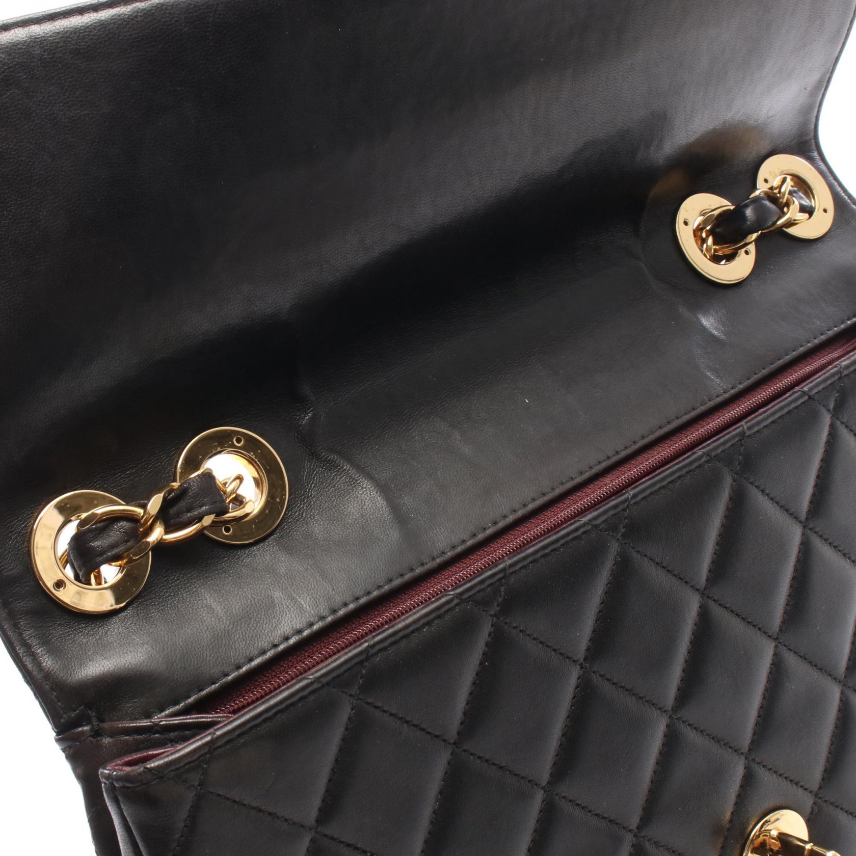 デカマトラッセ 30 シングルフラップ Wチェーンショルダーバッグ ラムスキン ブラック ゴールド金具 シャネル バッグ CHANEL