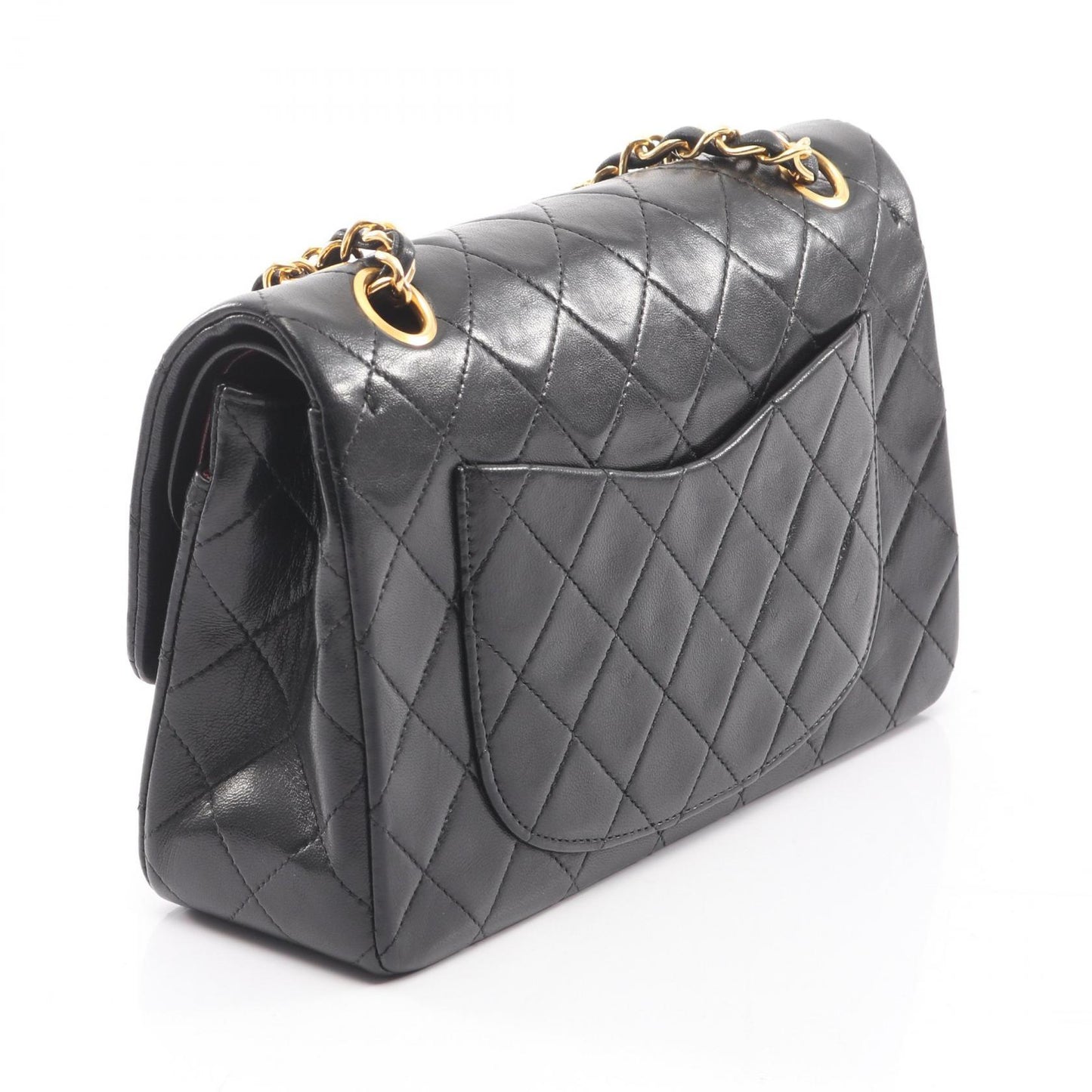 マトラッセ Wフラップ Wチェーンショルダーバッグ ラムスキン ブラック ゴールド金具 シャネル バッグ CHANEL