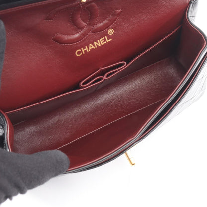 マトラッセ Wフラップ Wチェーンショルダーバッグ ラムスキン ブラック ゴールド金具 シャネル バッグ CHANEL