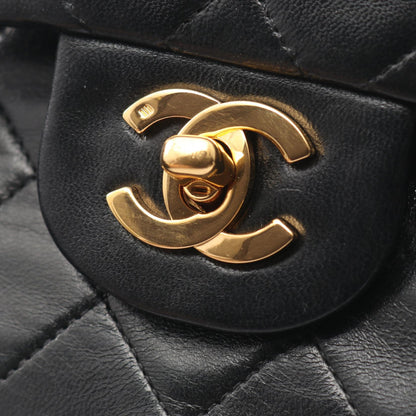 マトラッセ Wフラップ Wチェーンショルダーバッグ ラムスキン ブラック ゴールド金具 シャネル バッグ CHANEL