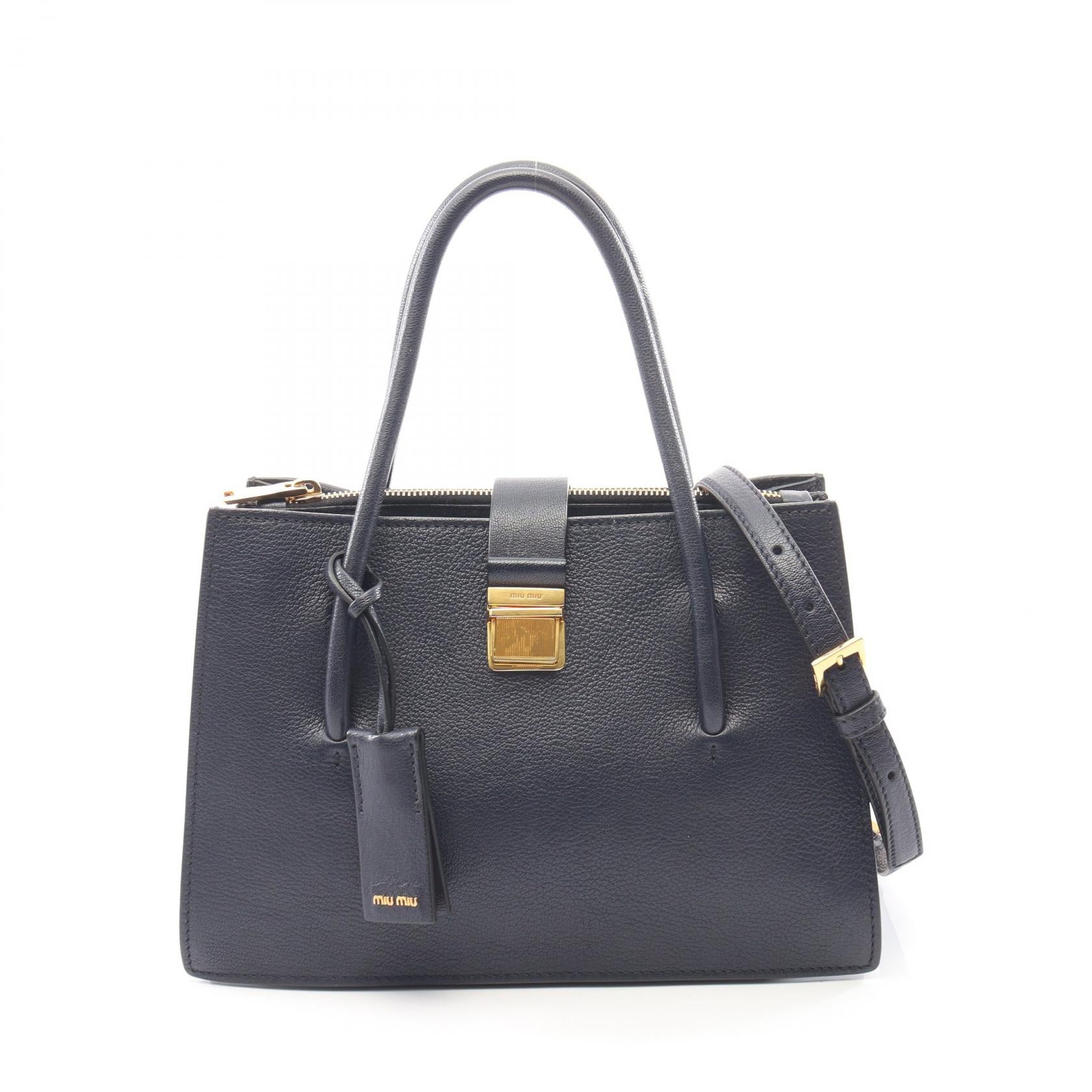 MADRAS マドラス 2WAY ハンドバッグ レザー ネイビー ミュウミュウ バッグ miu miu