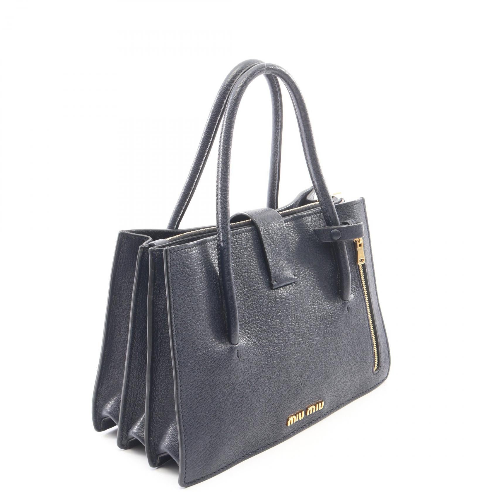 MADRAS マドラス 2WAY ハンドバッグ レザー ネイビー ミュウミュウ バッグ miu miu
