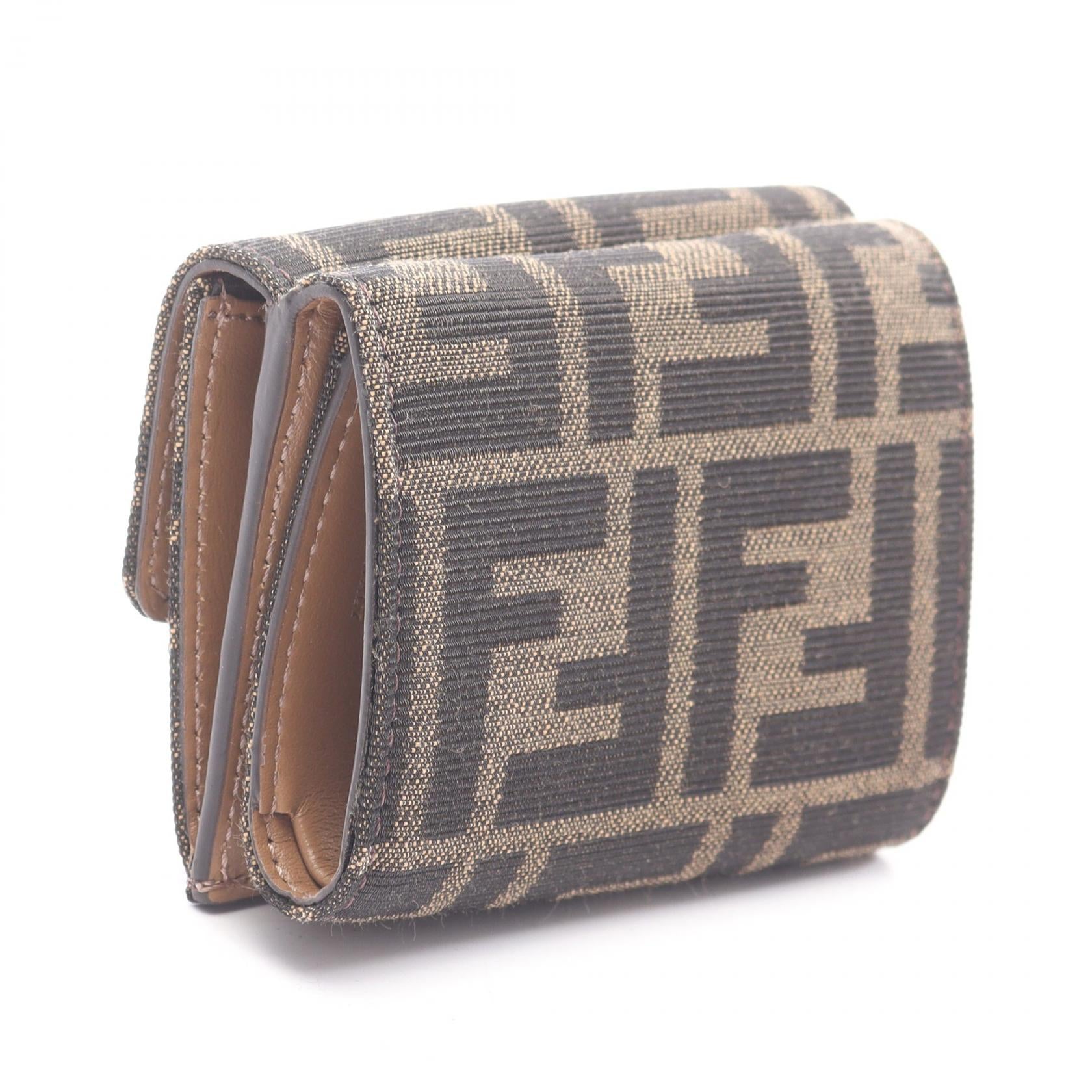 バゲット ズッカ 三つ折り財布 キャンバス ブラウン ブラック フェンディ 財布・小物 FENDI