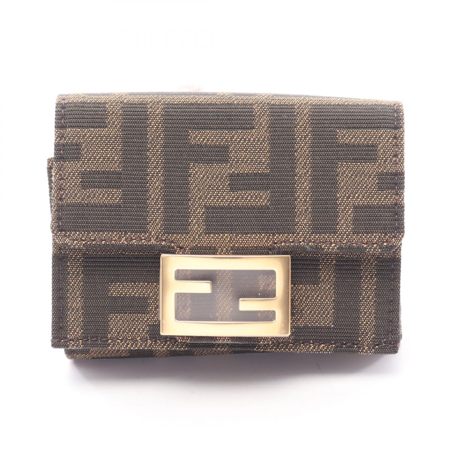 バゲット ズッカ 三つ折り財布 キャンバス ブラウン ブラック フェンディ 財布・小物 FENDI