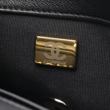 マトラッセ フルフラップ チェーンショルダーバッグ ラムスキン ブラック ゴールド金具 シャネル バッグ CHANEL