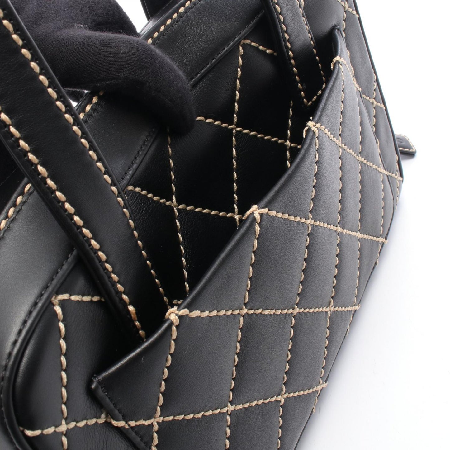 ワイルドステッチ ハンドバッグ レザー ブラック ゴールド金具 シャネル バッグ CHANEL