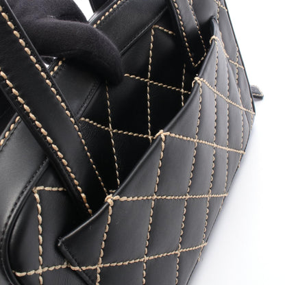 ワイルドステッチ ハンドバッグ レザー ブラック ゴールド金具 シャネル バッグ CHANEL
