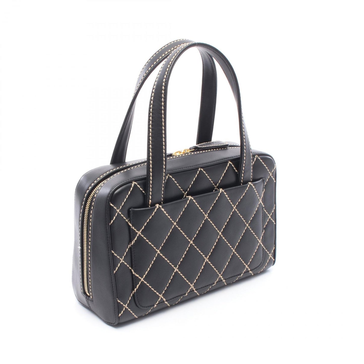 ワイルドステッチ ハンドバッグ レザー ブラック ゴールド金具 シャネル バッグ CHANEL