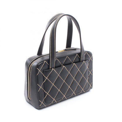 ワイルドステッチ ハンドバッグ レザー ブラック ゴールド金具 シャネル バッグ CHANEL