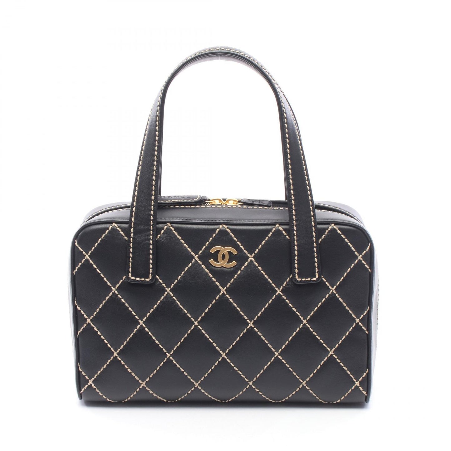 ワイルドステッチ ハンドバッグ レザー ブラック ゴールド金具 シャネル バッグ CHANEL