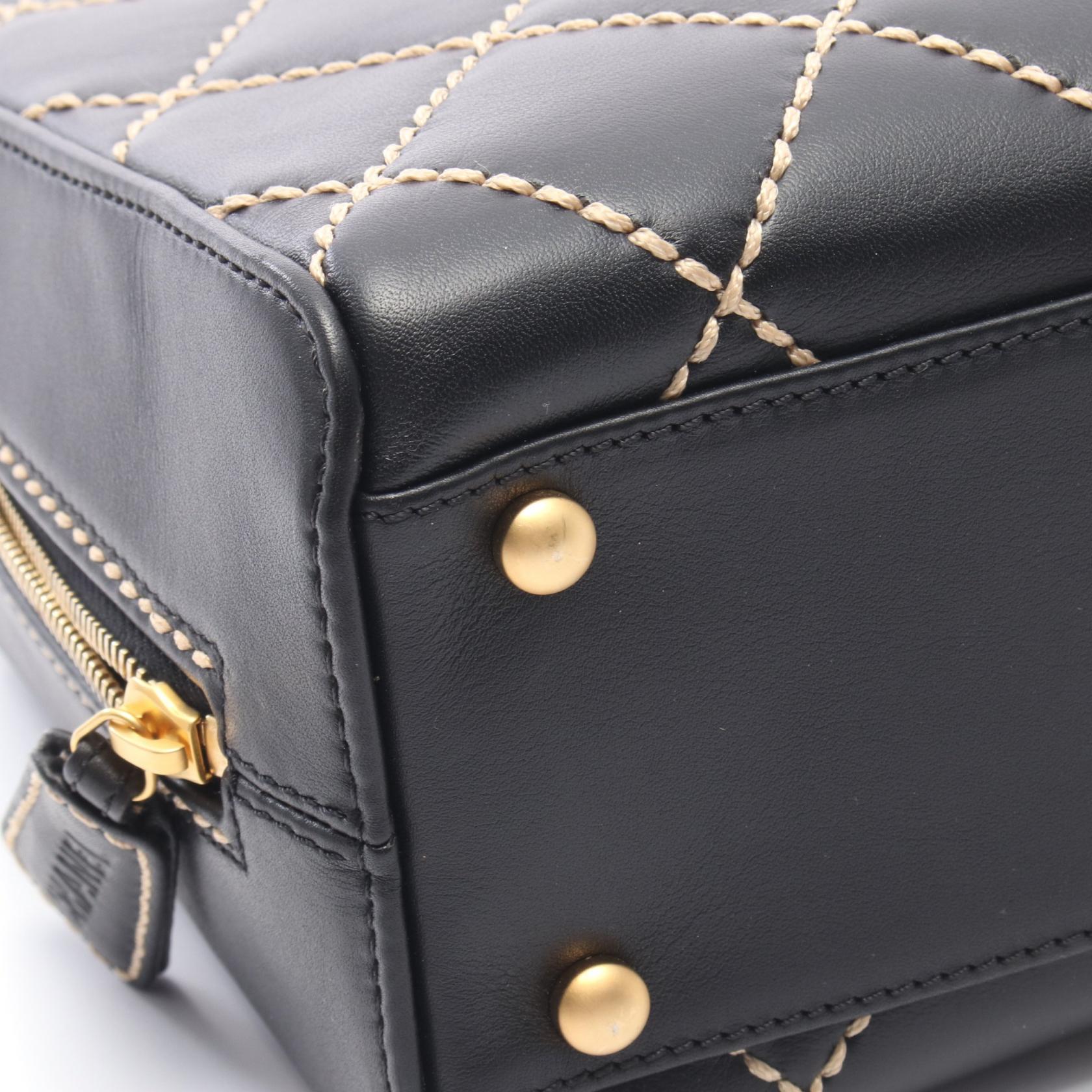 ワイルドステッチ ハンドバッグ レザー ブラック ゴールド金具 シャネル バッグ CHANEL