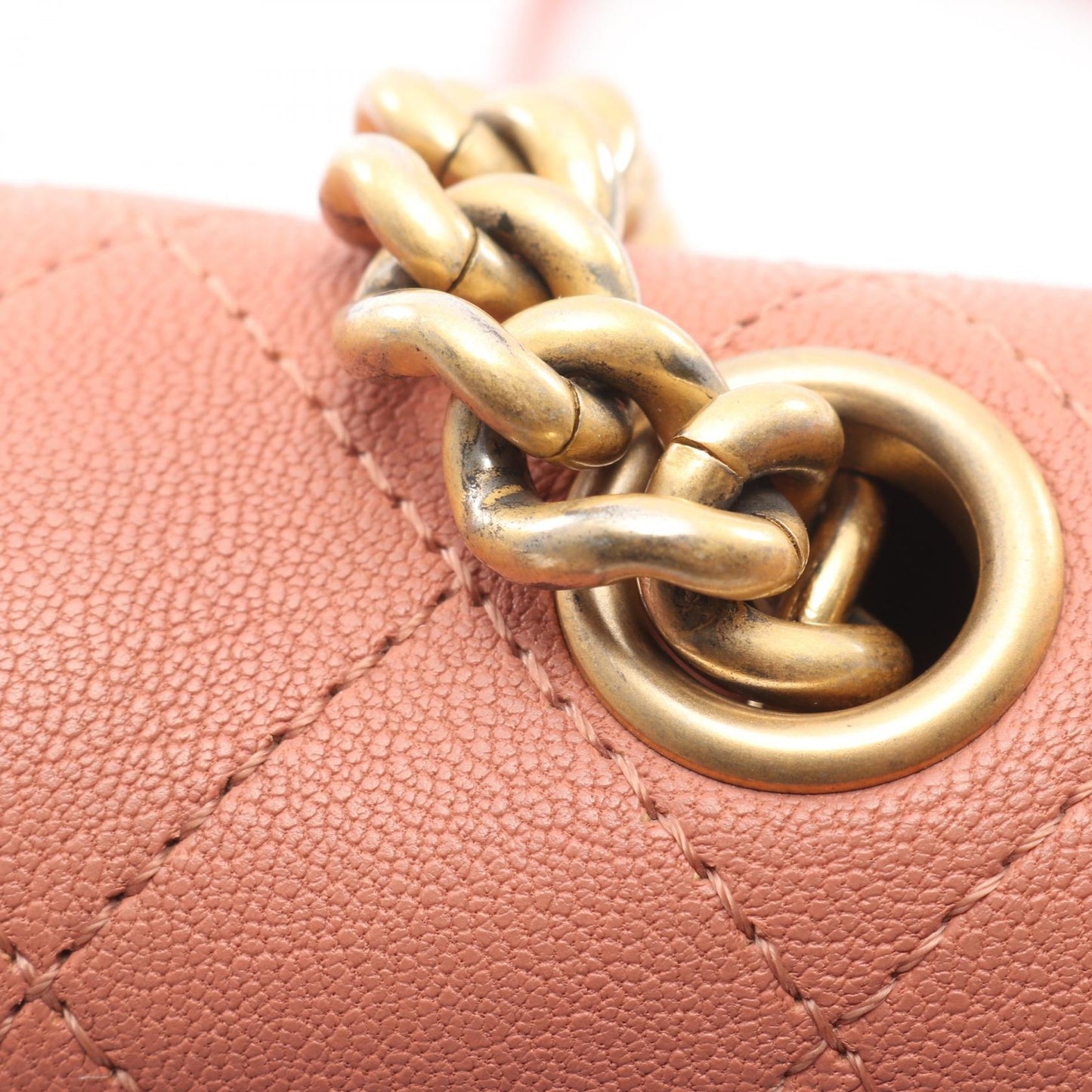 マトラッセ チェーンショルダーバッグ レザー ピンク ゴールド金具 シャネル バッグ CHANEL
