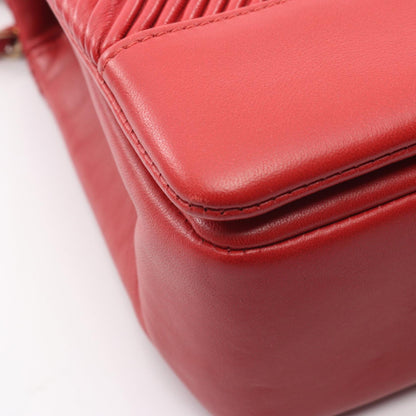 ココマーク Wチェーンショルダーバッグ チェーンショルダーバッグ ラムスキン レッド ゴールド金具 シャネル バッグ CHANEL