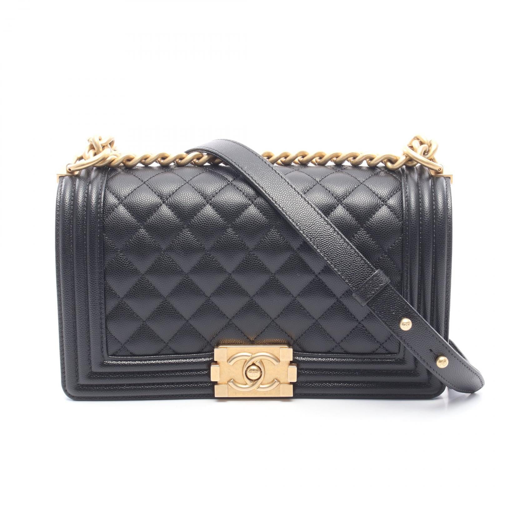 ボーイシャネル チェーンショルダーバッグ キャビアスキン ブラック ゴールド金具 シャネル バッグ CHANEL