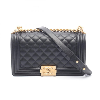 ボーイシャネル チェーンショルダーバッグ キャビアスキン ブラック ゴールド金具 シャネル バッグ CHANEL