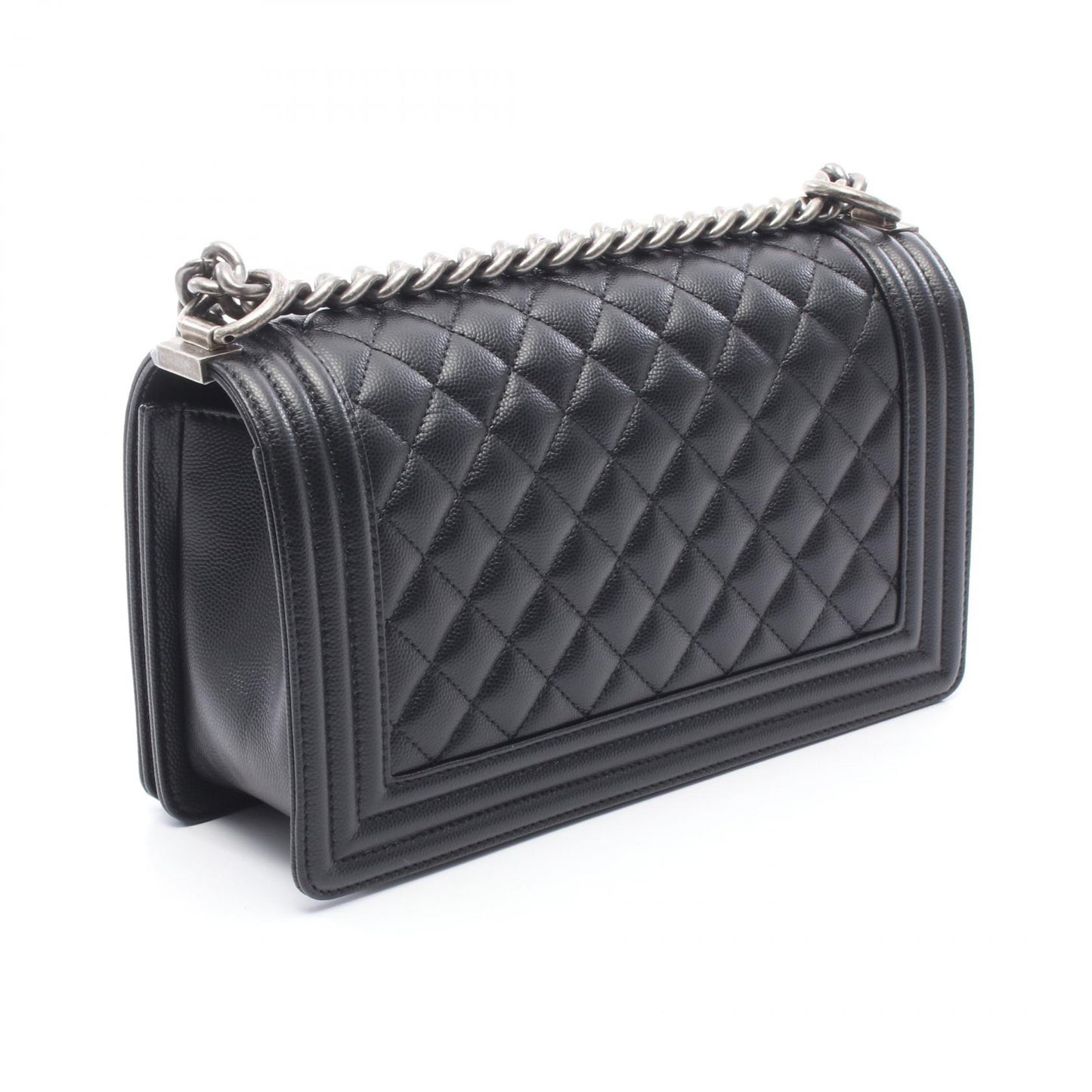 ボーイシャネル チェーンショルダーバッグ キャビアスキン ブラック シルバー金具 シャネル バッグ CHANEL