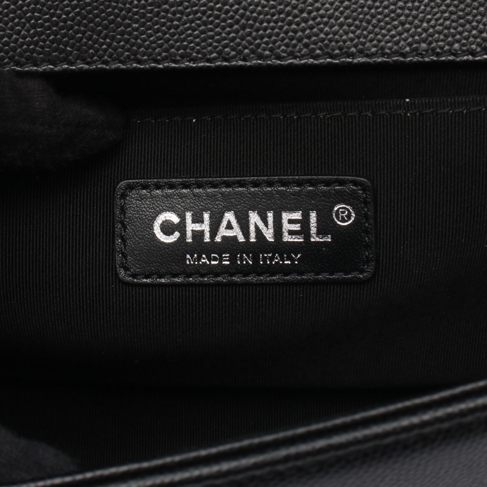 ボーイシャネル チェーンショルダーバッグ キャビアスキン ブラック シルバー金具 シャネル バッグ CHANEL