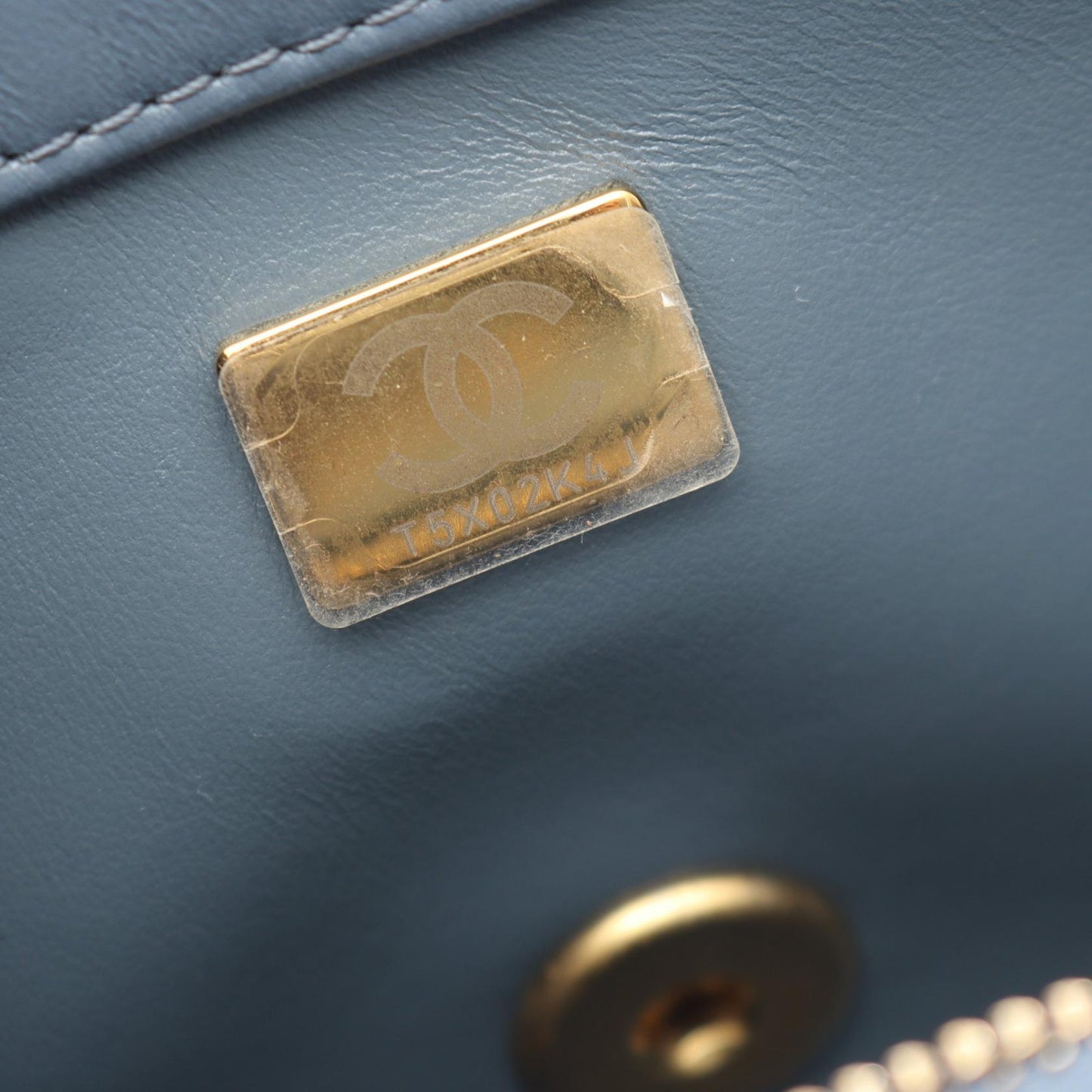 マトラッセ Wチェーンショルダーバッグ ラムスキン ブルーグレー ゴールド金具 シャネル バッグ CHANEL