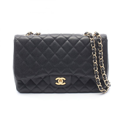 デカマトラッセ 30 シングルフラップ Wチェーンショルダーバッグ キャビアスキン ブラック ゴールド金具 シャネル バッグ CHANEL