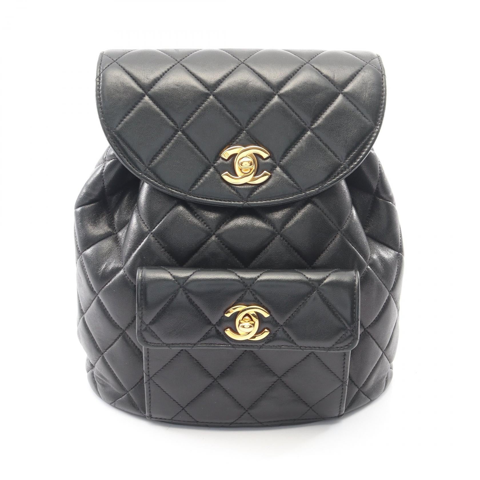 マトラッセ バックパック リュックサック ラムスキン ブラック ゴールド金具 シャネル バッグ CHANEL