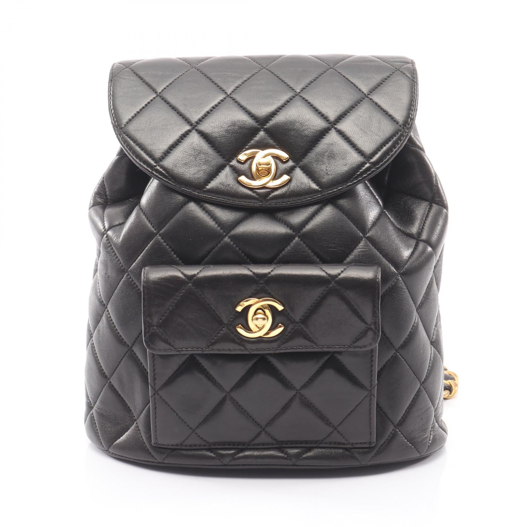 マトラッセ バックパック リュックサック ラムスキン ブラック ゴールド金具 シャネル バッグ CHANEL