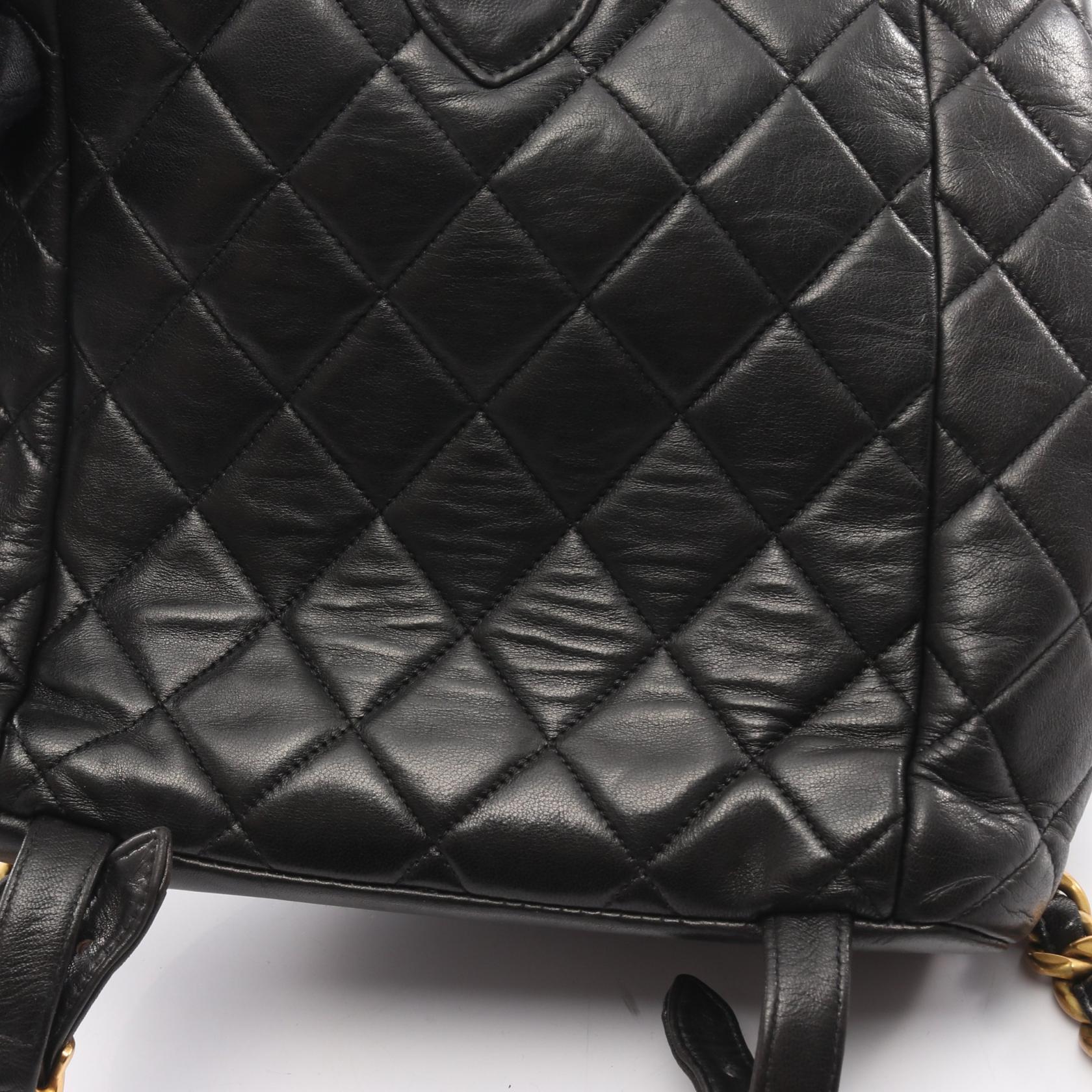 マトラッセ バックパック リュックサック ラムスキン ブラック ゴールド金具 シャネル バッグ CHANEL