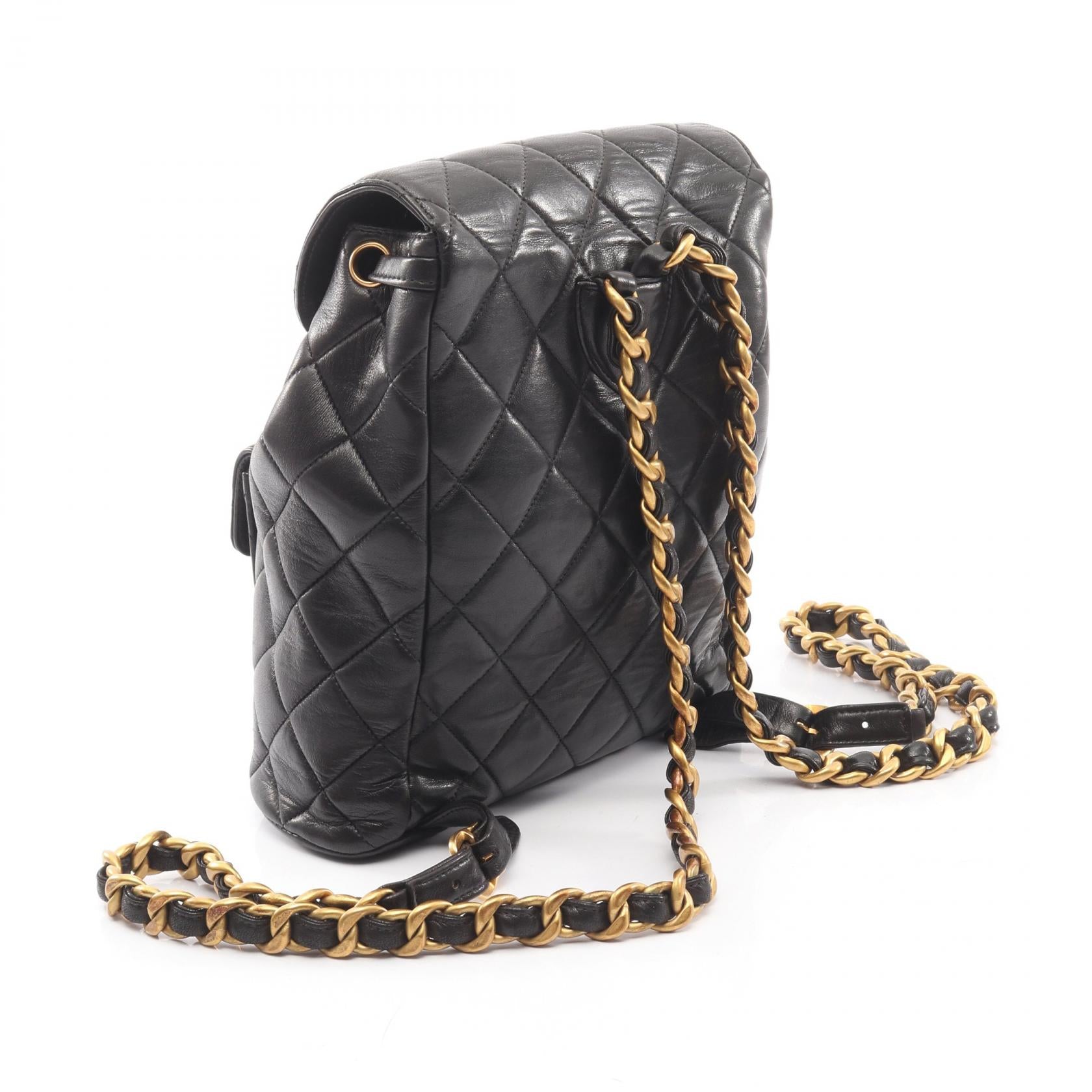 マトラッセ バックパック リュックサック ラムスキン ブラック ゴールド金具 シャネル バッグ CHANEL