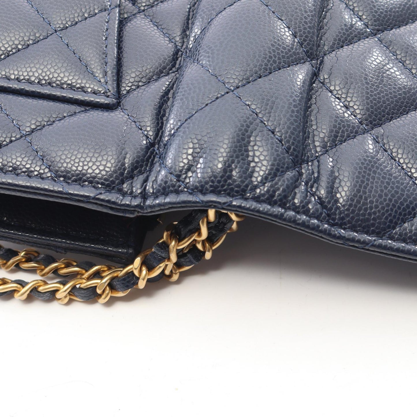マトラッセ チェーンウォレット キャビアスキン ネイビー ゴールド金具 シャネル バッグ CHANEL