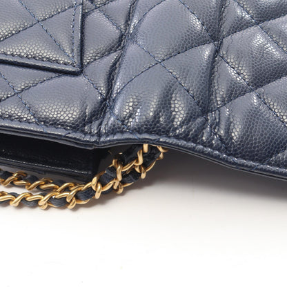 マトラッセ チェーンウォレット キャビアスキン ネイビー ゴールド金具 シャネル バッグ CHANEL