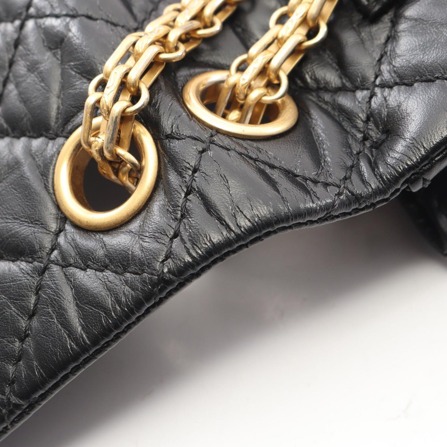 2.55 ミニマトラッセ Wチェーンショルダーバッグ レザー ブラック ゴールド金具 シャネル バッグ CHANEL