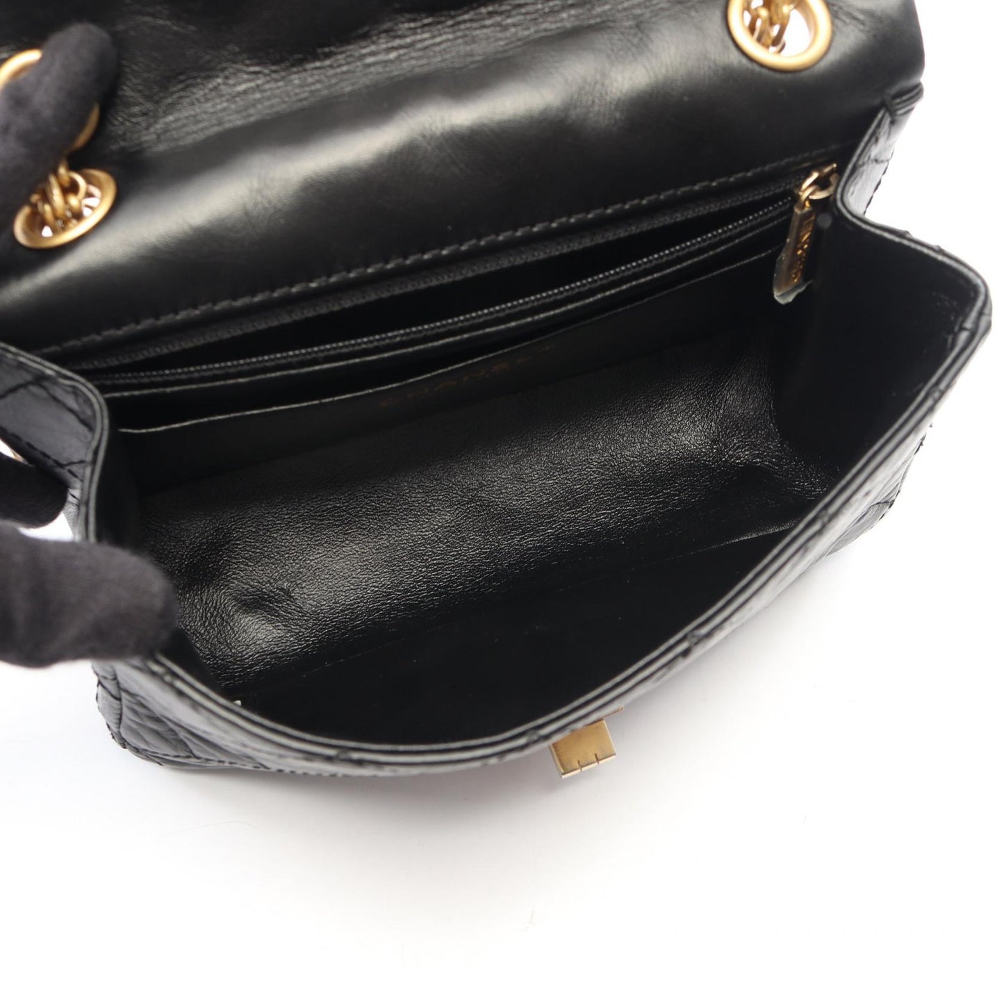 2.55 ミニマトラッセ Wチェーンショルダーバッグ レザー ブラック ゴールド金具 シャネル バッグ CHANEL