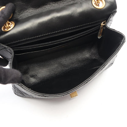 2.55 ミニマトラッセ Wチェーンショルダーバッグ レザー ブラック ゴールド金具 シャネル バッグ CHANEL