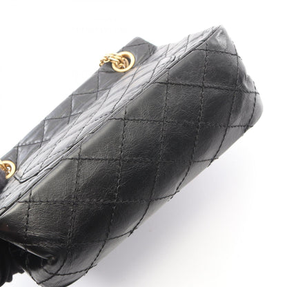 2.55 ミニマトラッセ Wチェーンショルダーバッグ レザー ブラック ゴールド金具 シャネル バッグ CHANEL