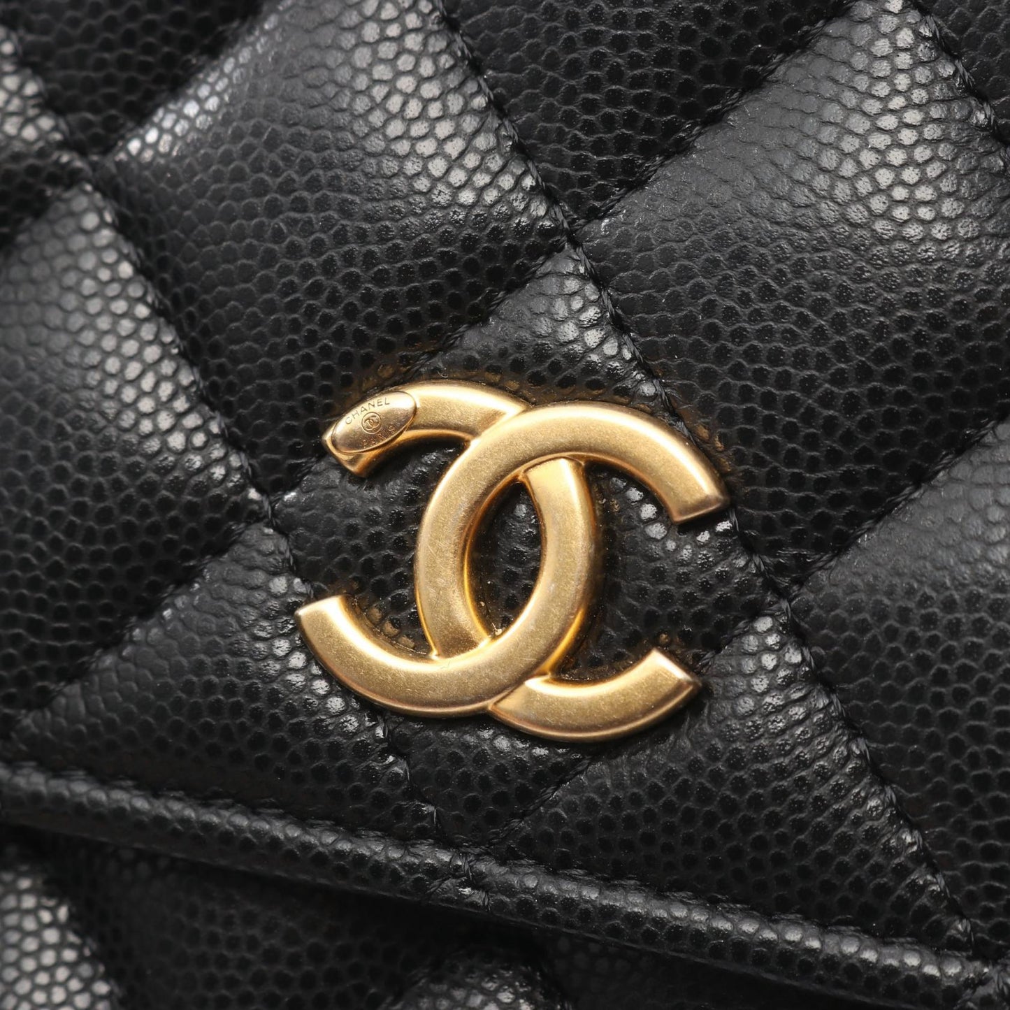 マトラッセ チェーンウォレット チェーンウォレット キャビアスキン ブラック ゴールド金具 シャネル バッグ CHANEL