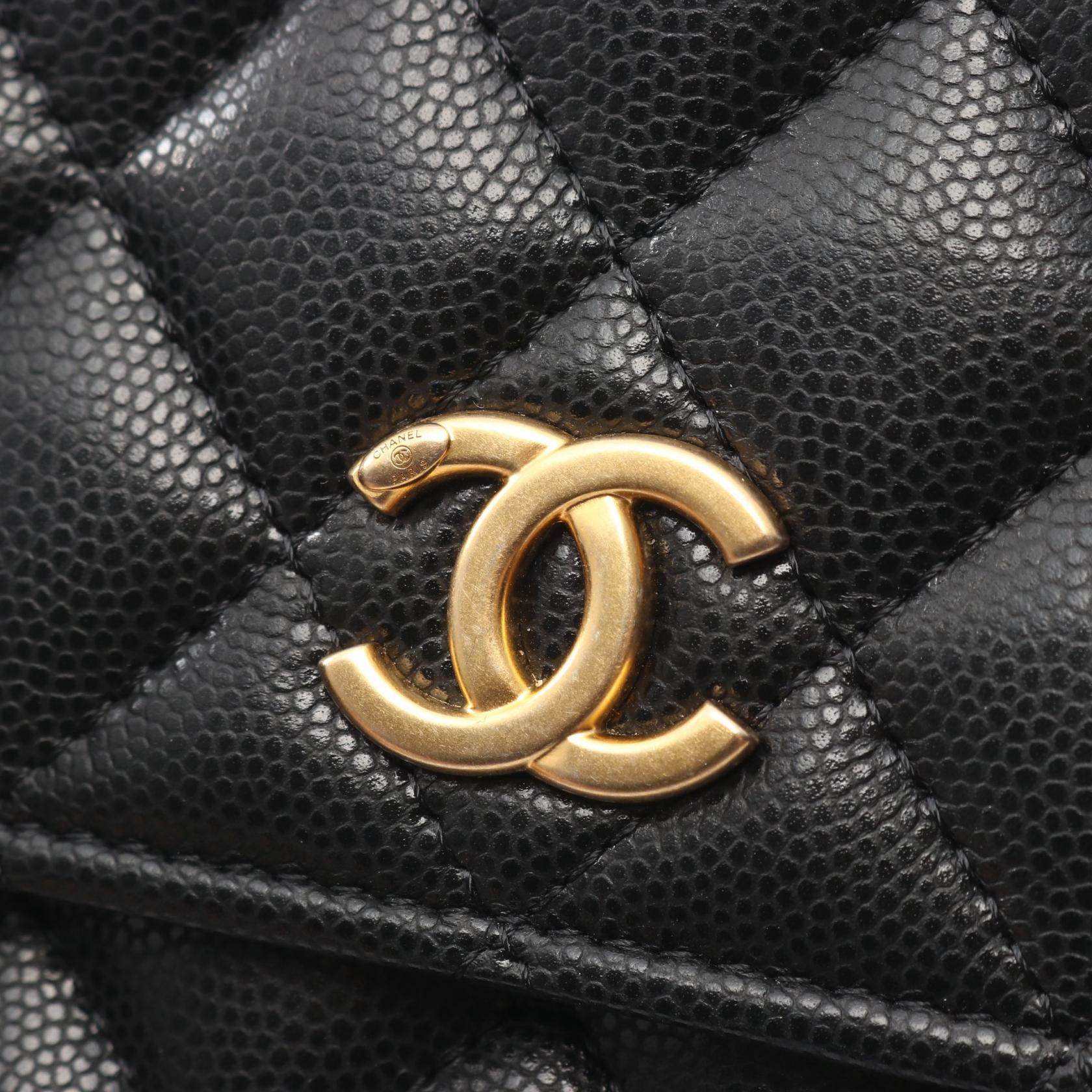 マトラッセ チェーンウォレット チェーンウォレット キャビアスキン ブラック ゴールド金具 シャネル バッグ CHANEL