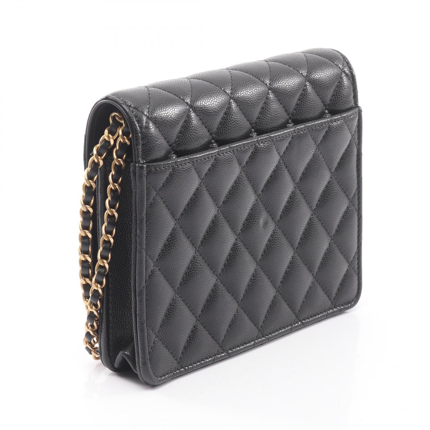 マトラッセ チェーンウォレット チェーンウォレット キャビアスキン ブラック ゴールド金具 シャネル バッグ CHANEL
