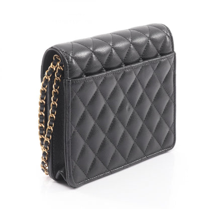マトラッセ チェーンウォレット チェーンウォレット キャビアスキン ブラック ゴールド金具 シャネル バッグ CHANEL