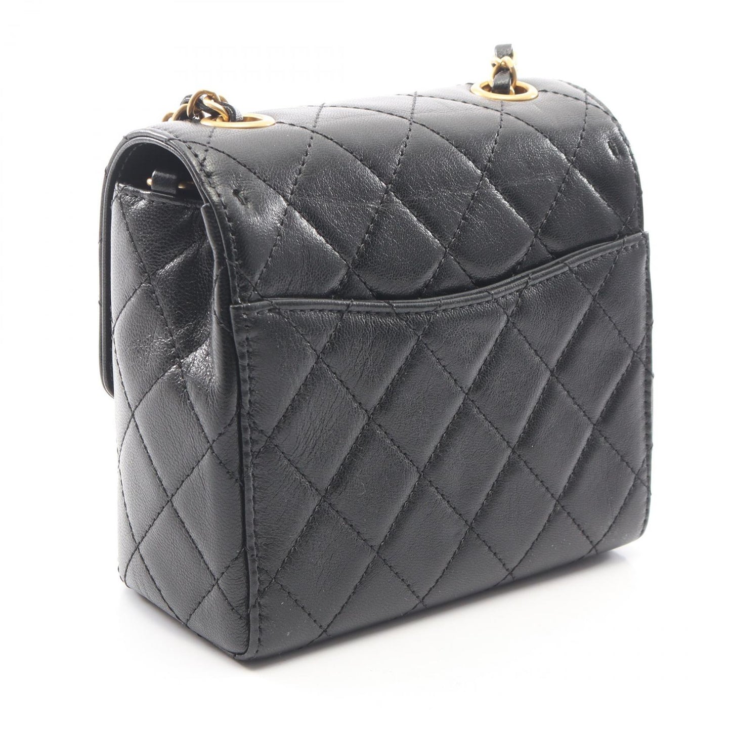 マトラッセ チェーンショルダーバッグ レザー ブラック ゴールド金具 シャネル バッグ CHANEL