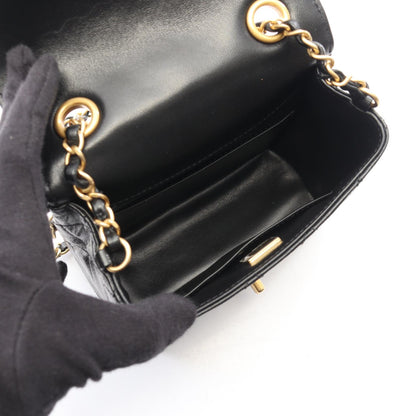 マトラッセ チェーンショルダーバッグ レザー ブラック ゴールド金具 シャネル バッグ CHANEL