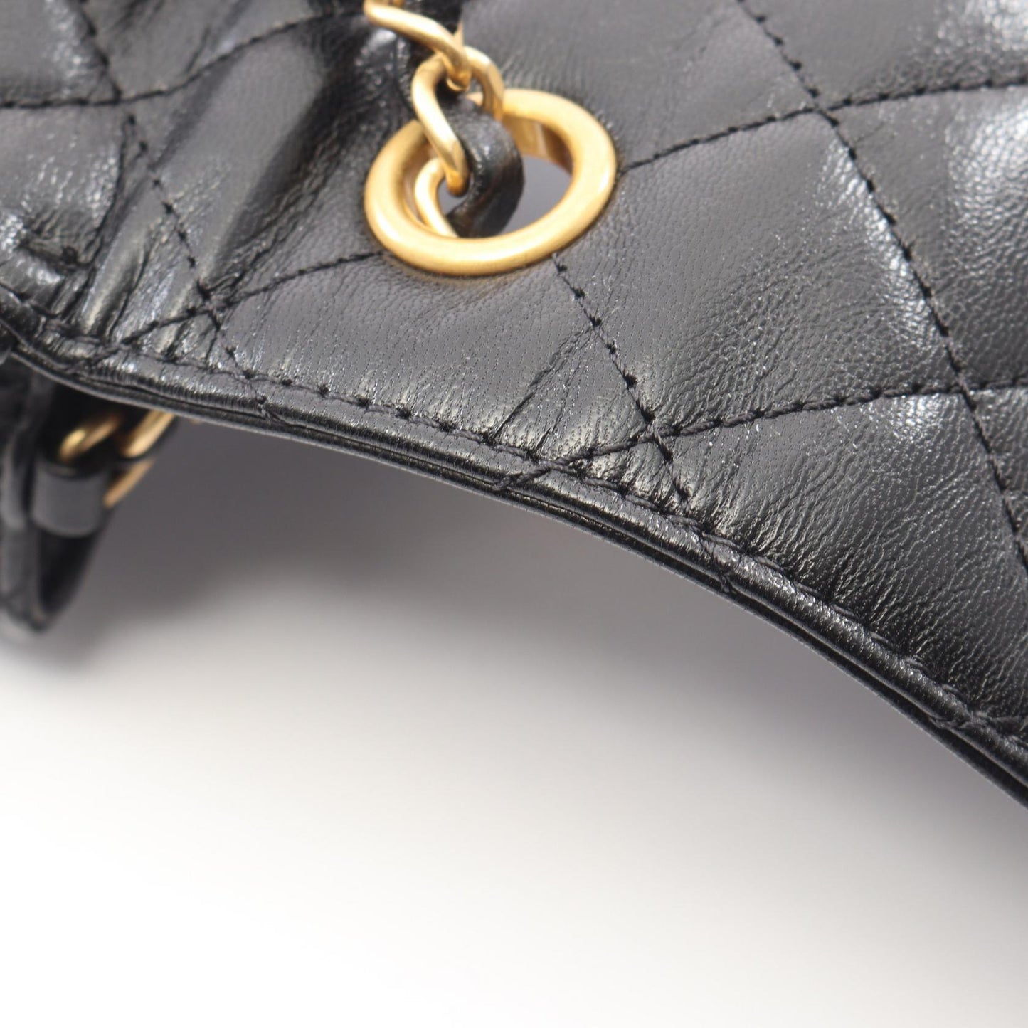 マトラッセ チェーンショルダーバッグ レザー ブラック ゴールド金具 シャネル バッグ CHANEL