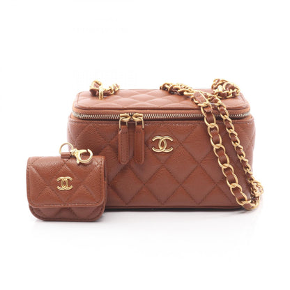 マトラッセ バニティ チェーンショルダーバッグ キャビアスキン ブラウン ゴールド金具 シャネル バッグ CHANEL