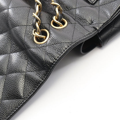 デカマトラッセ シングルフラップ Wチェーンショルダーバッグ キャビアスキン ブラック ゴールド金具 シャネル バッグ CHANEL